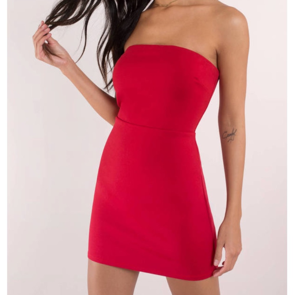 TOBI strapless red mini dress